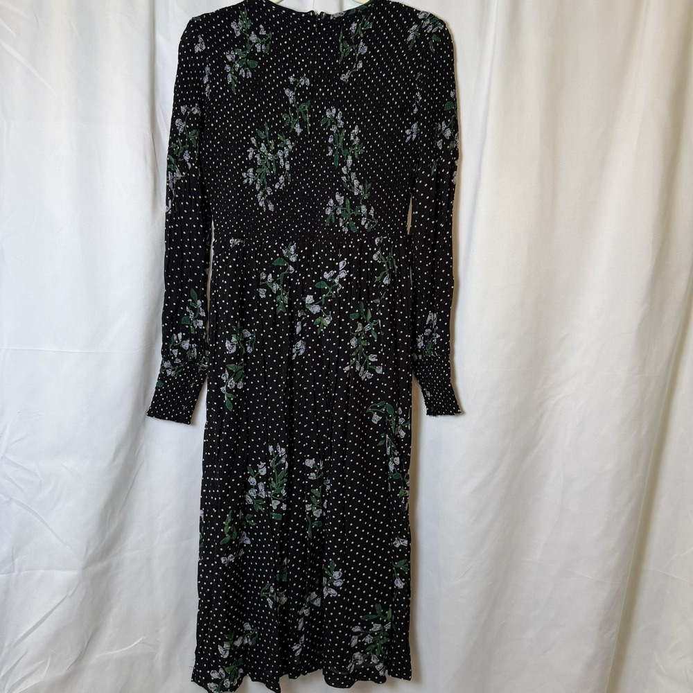 Ganni Rometty black floral maxi dress XS polkadot dark romantic fairy whimsigoth